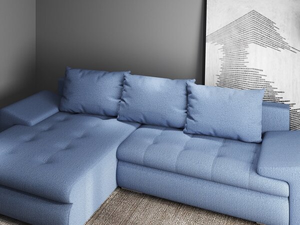 Colțar extensibil dumonde cu ladă de depozitare Leonardo Enjoy Albastru 260x185 cm