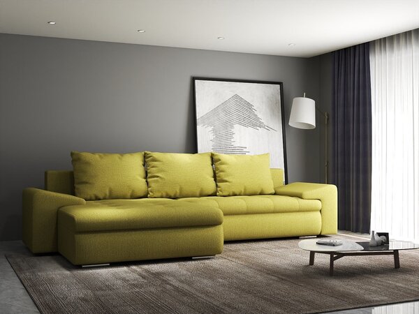 Colțar extensibil dumonde cu ladă de depozitare Leonardo Enjoy Verde 260x185 cm