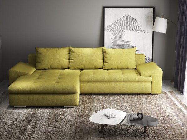 Colțar extensibil dumonde cu ladă de depozitare Leonardo Enjoy Verde 260x185 cm