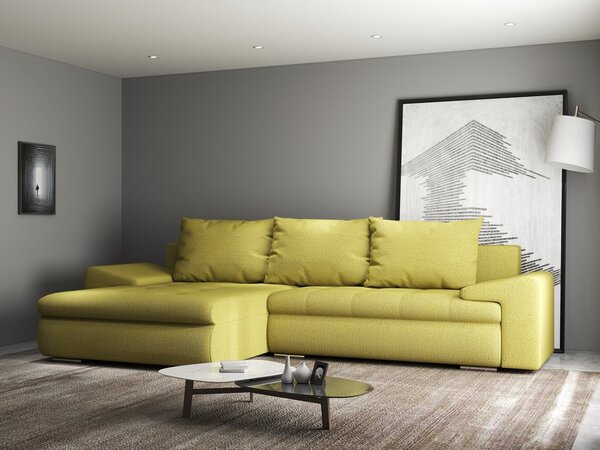 Colțar extensibil dumonde cu ladă de depozitare Leonardo Enjoy Verde 260x185 cm