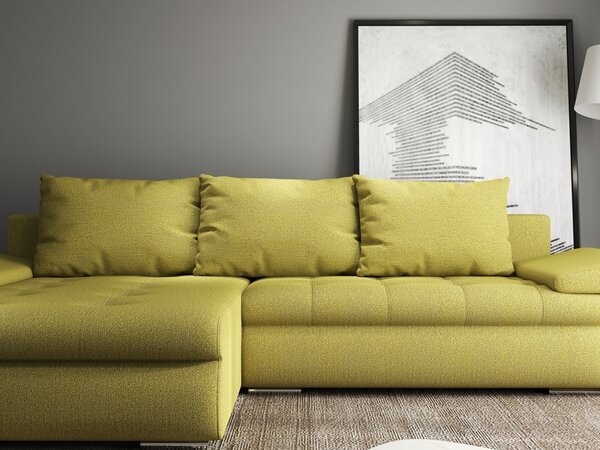 Colțar extensibil dumonde cu ladă de depozitare Leonardo Enjoy Verde 260x185 cm