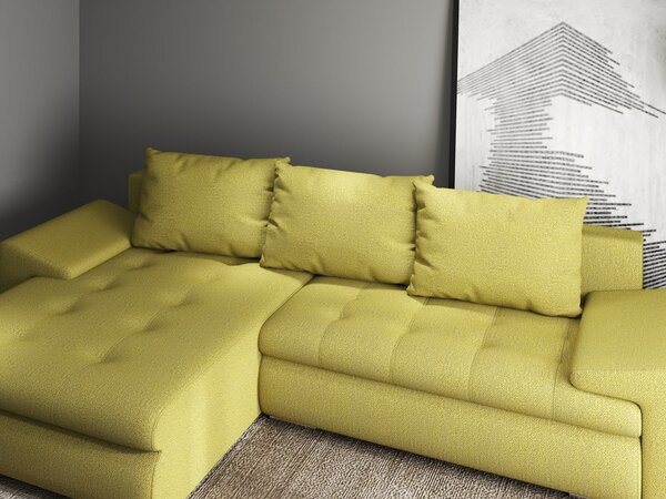 Colțar extensibil dumonde cu ladă de depozitare Leonardo Enjoy Verde 260x185 cm