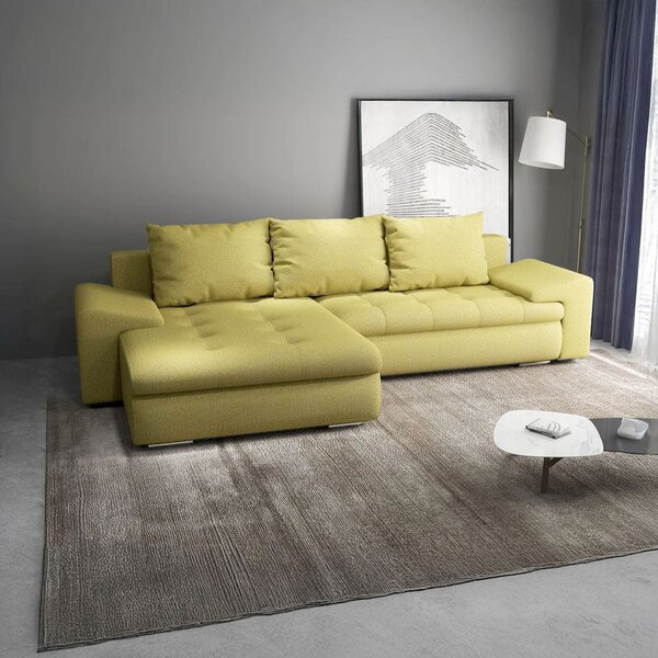 Colțar extensibil dumonde cu ladă de depozitare Leonardo Enjoy Verde 260x185 cm