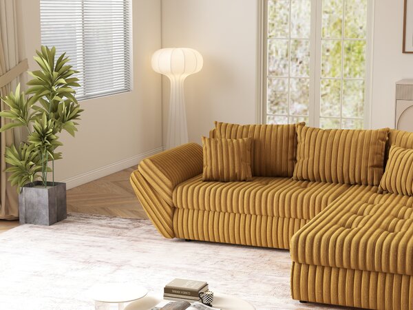 Colțar extensibil dumonde cu ladă de depozitare Loana Ambience Mustar II 270x185 cm