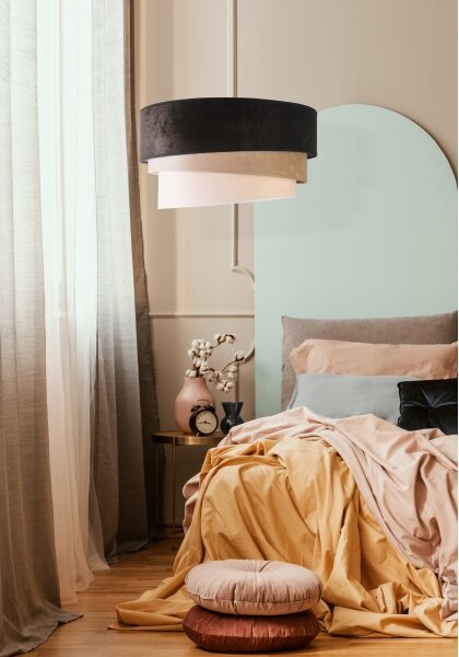 Lustră pe cablu Duolla DEVON 1xE27/40W/230V d. 45 cm negru/bej