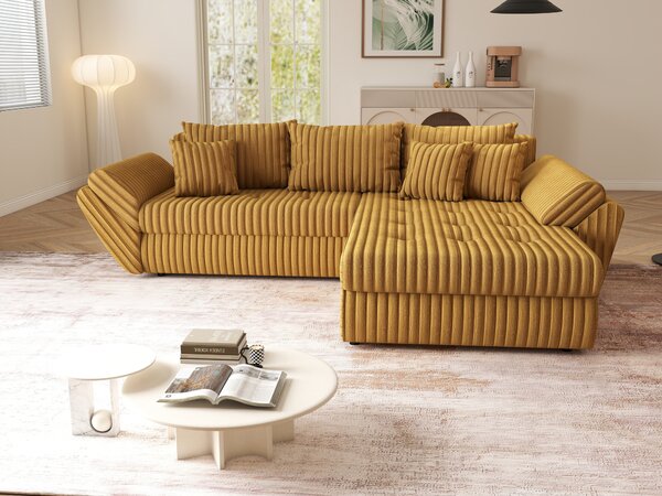 Colțar extensibil dumonde cu ladă de depozitare Loana Ambience Mustar II 270x185 cm