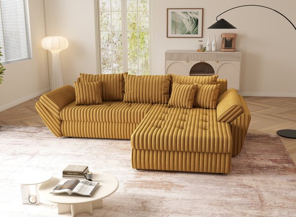 Colțar extensibil dumonde cu ladă de depozitare Loana Ambience Mustar II 270x185 cm