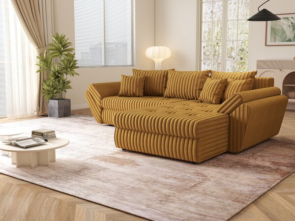 Colțar extensibil dumonde cu ladă de depozitare Loana Ambience Mustar II 270x185 cm