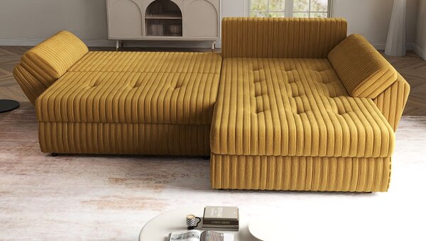 Colțar extensibil dumonde cu ladă de depozitare Loana Ambience Mustar II 270x185 cm