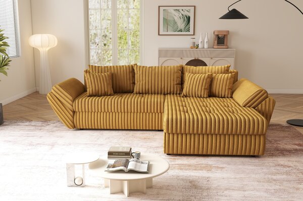 Colțar extensibil dumonde cu ladă de depozitare Loana Ambience Mustar II 270x185 cm