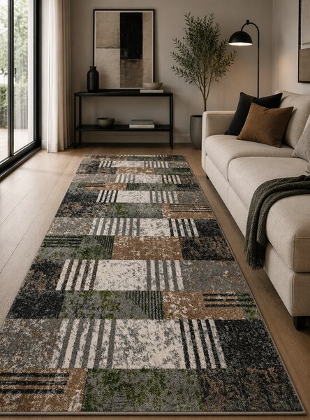 Covor Living Dormitor, Model Kolibri 11583 GB92, Gri Maro Verde Dreptunghi, 50x80