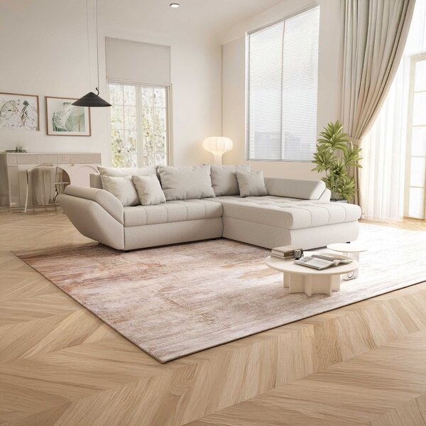 Colțar extensibil dumonde cu ladă de depozitare Loana Enjoy Bej II 270x185 cm