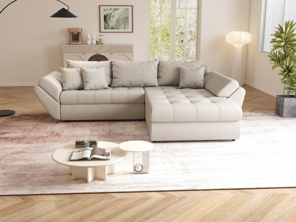Colțar extensibil dumonde cu ladă de depozitare Loana Enjoy Bej II 270x185 cm