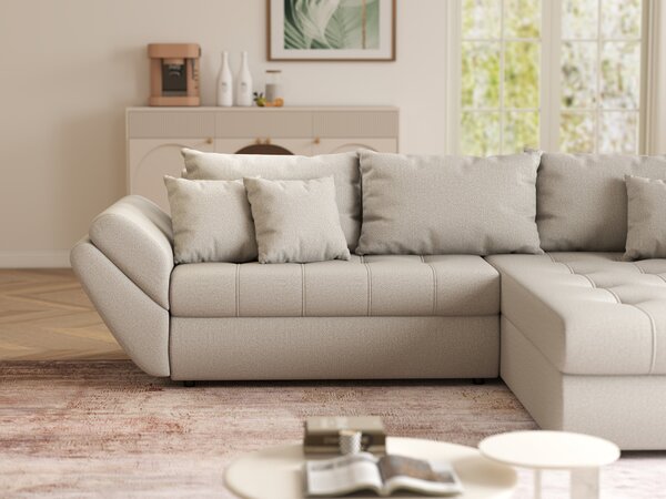 Colțar extensibil dumonde cu ladă de depozitare Loana Enjoy Bej II 270x185 cm