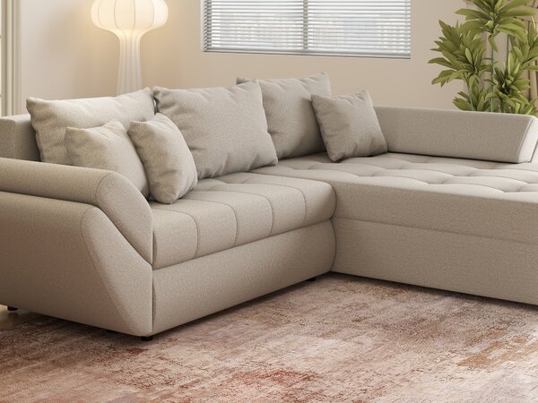 Colțar extensibil dumonde cu ladă de depozitare Loana Enjoy Bej II 270x185 cm