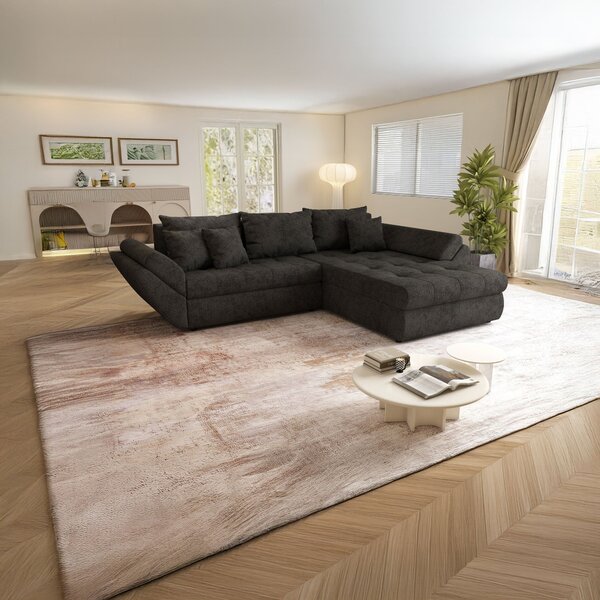 Colțar extensibil dumonde cu ladă de depozitare Loana Enjoy Black 270x185 cm