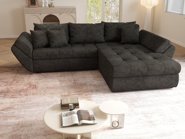 Colțar extensibil dumonde cu ladă de depozitare Loana Enjoy Black 270x185 cm