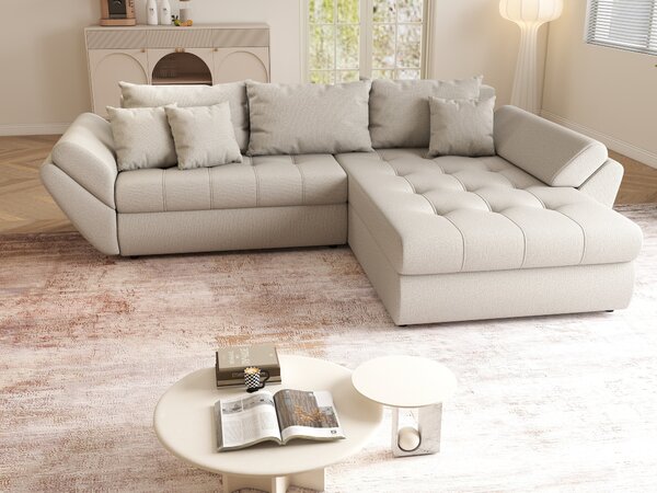Colțar extensibil dumonde cu ladă de depozitare Loana Enjoy Bej II 270x185 cm