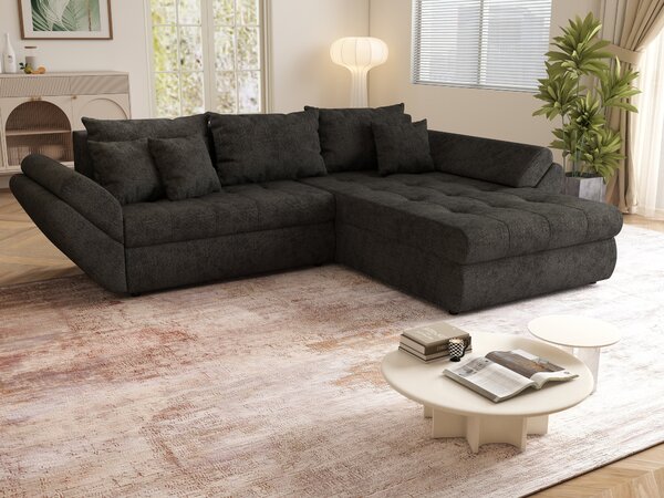 Colțar extensibil dumonde cu ladă de depozitare Loana Enjoy Black 270x185 cm