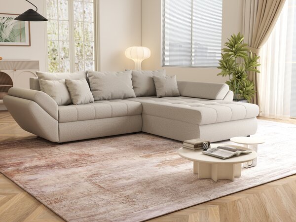 Colțar extensibil dumonde cu ladă de depozitare Loana Enjoy Bej II 270x185 cm
