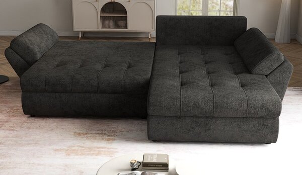Colțar extensibil dumonde cu ladă de depozitare Loana Enjoy Black 270x185 cm