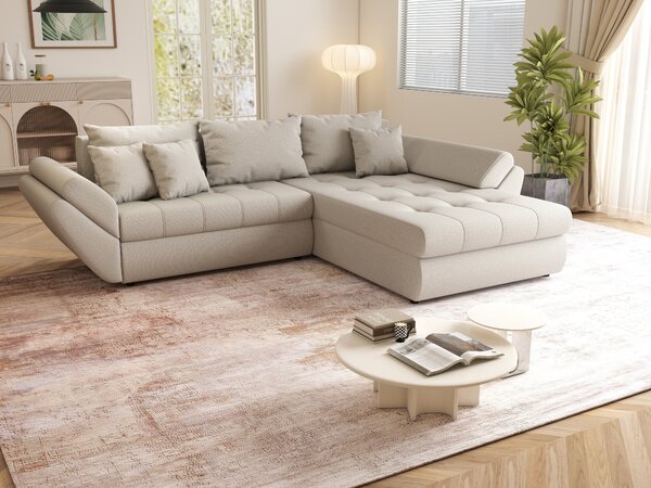 Colțar extensibil dumonde cu ladă de depozitare Loana Enjoy Bej II 270x185 cm