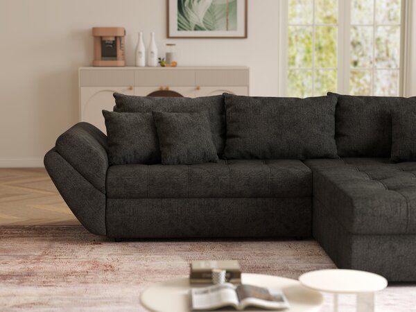 Colțar extensibil dumonde cu ladă de depozitare Loana Enjoy Black 270x185 cm