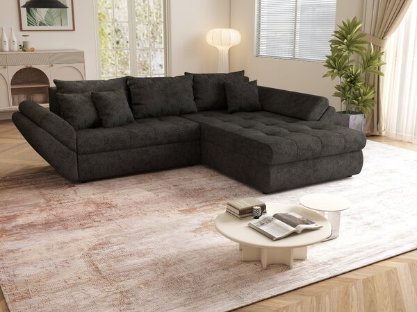 Colțar extensibil dumonde cu ladă de depozitare Loana Enjoy Black 270x185 cm