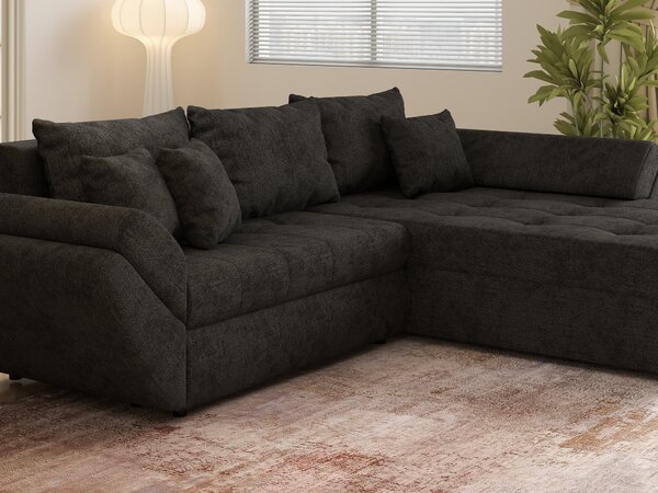 Colțar extensibil dumonde cu ladă de depozitare Loana Enjoy Black 270x185 cm