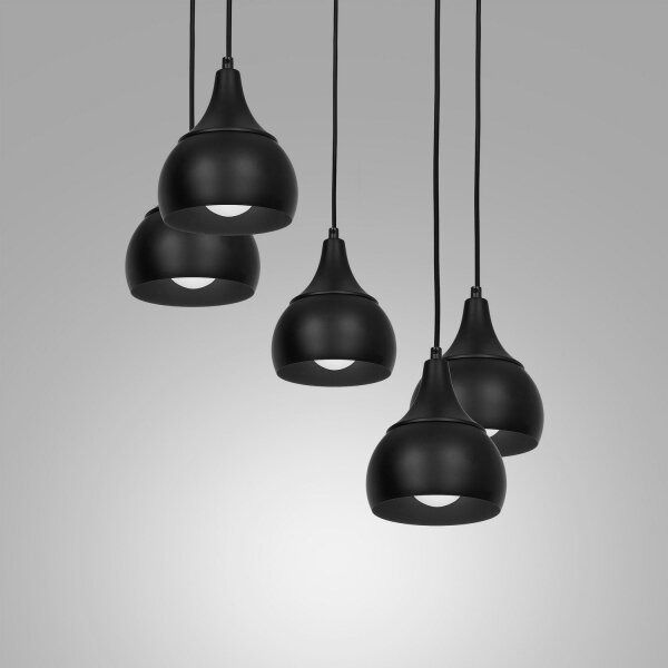 Lustră pe cablu AKTAN 5xE27/60W/230V neagră rotundă