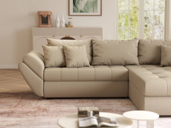 Colțar extensibil dumonde cu ladă de depozitare Loana Enjoy Camel 270x185 cm