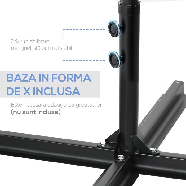 Outsunny Umbrelă de Grădină cu Rotație la 360°, Braț, Bază în Cruce și Orificiu de Ventilație, Ø256x245 cm, Gri Închis | Aosom Romania