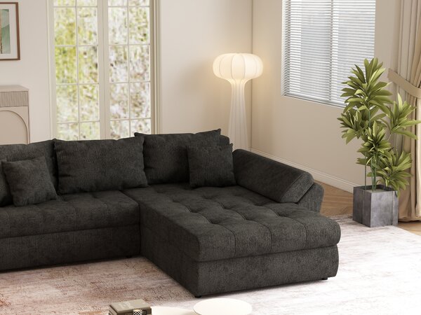 Colțar extensibil dumonde cu ladă de depozitare Loana Enjoy Black 270x185 cm