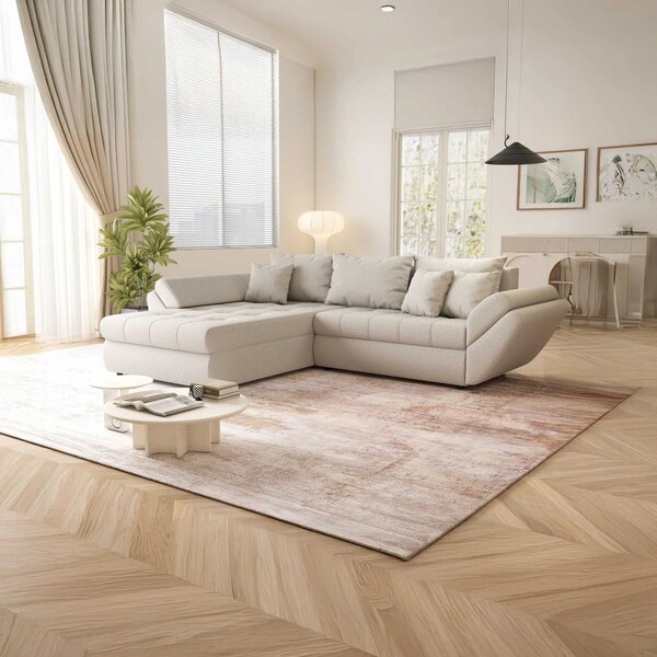 Colțar extensibil dumonde cu ladă de depozitare Loana Enjoy Camel 270x185 cm