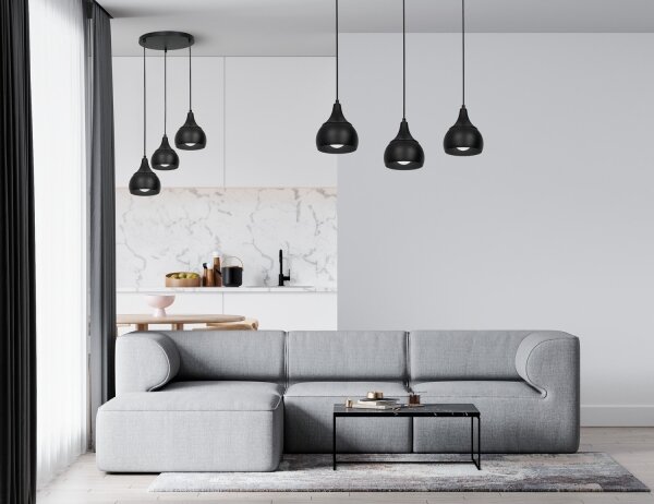 Lustră pe cablu AKTAN 3xE27/60W/230V neagră rotundă