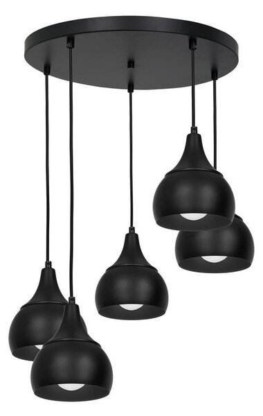 Lustră pe cablu AKTAN 5xE27/60W/230V neagră rotundă