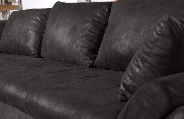 Colțar extensibil dumonde cu ladă de depozitare Loana Madagaskar Black 270x185 cm