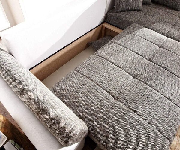 Colțar extensibil dumonde cu ladă de depozitare si sezut confortabil din spuma high-density, Loana Magma White II 275x185 cm
