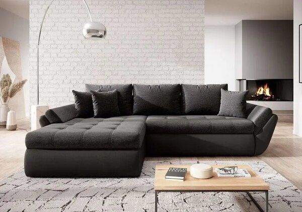 Colțar extensibil dumonde cu ladă de depozitare Loana Magma Black II 270x185 cm