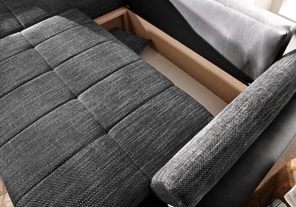 Colțar extensibil dumonde cu ladă de depozitare Loana Magma Black II 270x185 cm