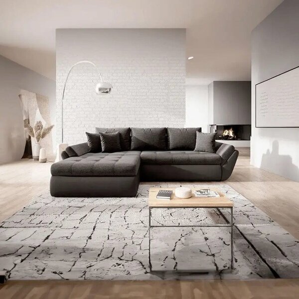 Colțar extensibil dumonde cu ladă de depozitare Loana Magma Black II 270x185 cm