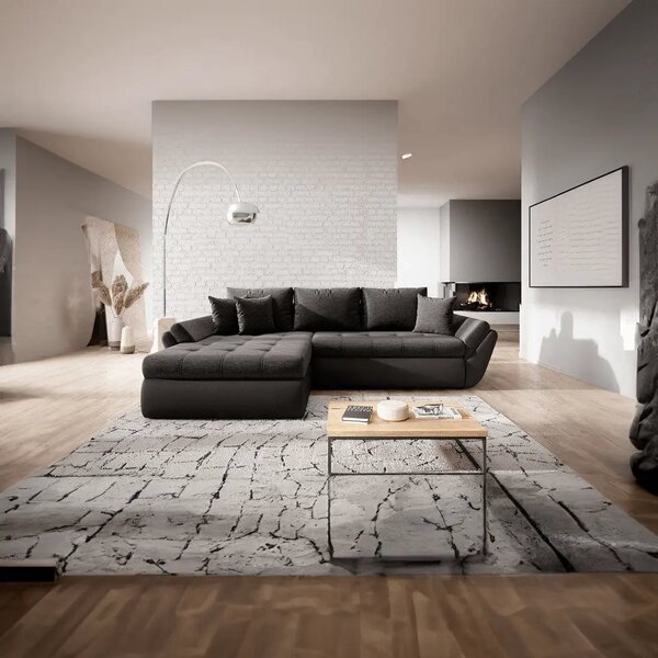Colțar extensibil dumonde cu ladă de depozitare Loana Magma Black II 270x185 cm
