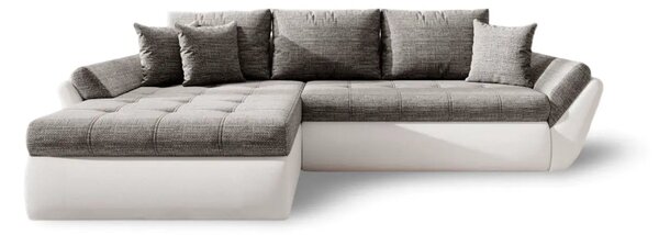 Colțar extensibil dumonde cu ladă de depozitare si sezut confortabil din spuma high-density, Loana Magma White II 275x185 cm