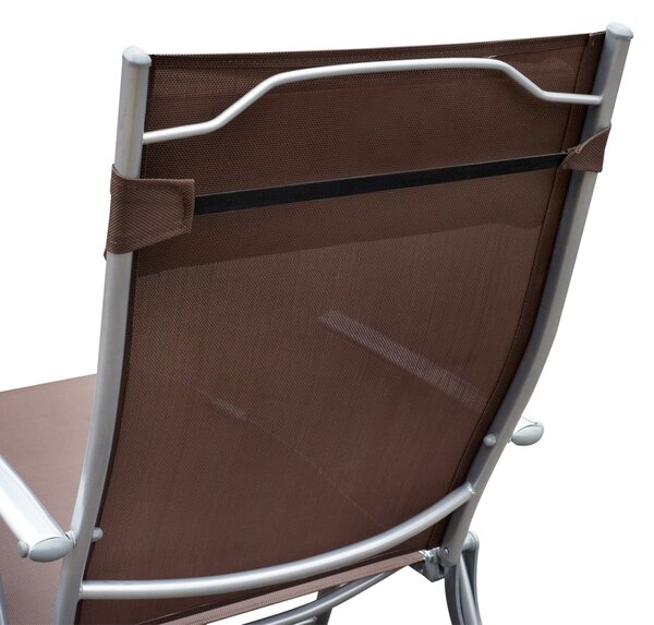 Outsunny Sezlong Pliabil Rabatabil Prendisole, Confortabil pentru Plajă și Grădină, Metal, 137x63.5x100.5 cm, Maro | Aosom Romania