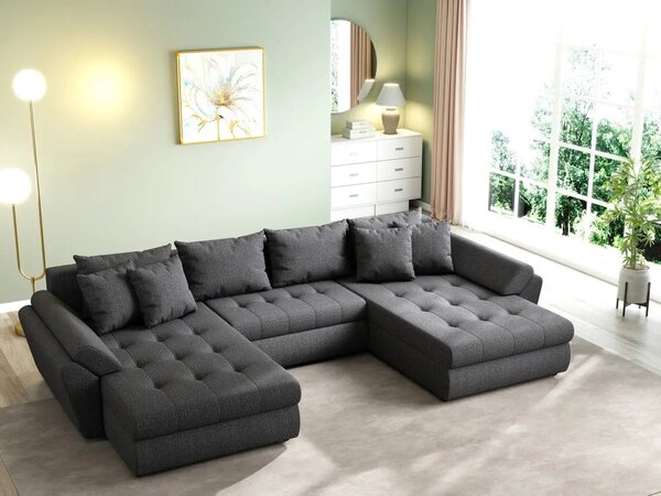Colțar extensibil dumonde cu ladă de depozitare Loana U Enjoy Grafit 375x185 cm