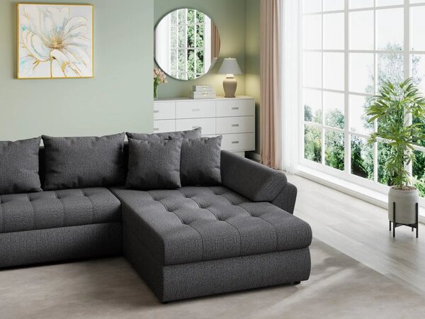 Colțar extensibil dumonde cu ladă de depozitare Loana U Enjoy Grafit 375x185 cm