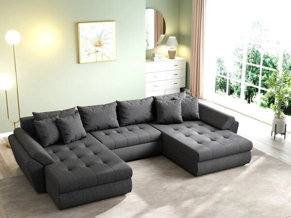 Colțar extensibil dumonde cu ladă de depozitare Loana U Enjoy Grafit 375x185 cm