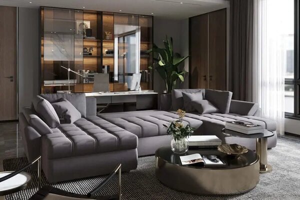 Colțar extensibil dumonde cu ladă de depozitare Loana U Enjoy Grey 375x185 cm