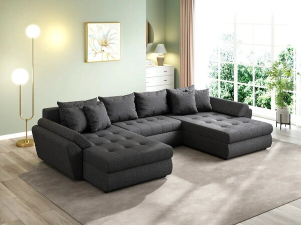 Colțar extensibil dumonde cu ladă de depozitare Loana U Enjoy Grafit 375x185 cm