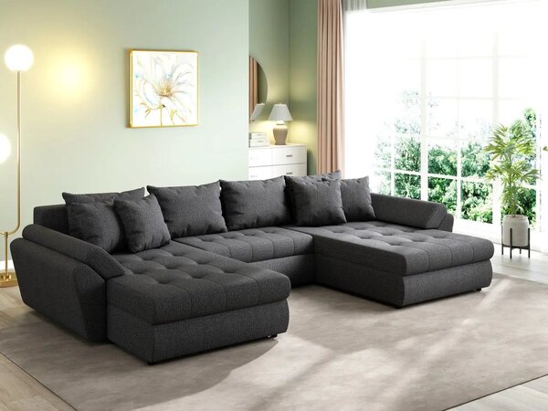 Colțar extensibil dumonde cu ladă de depozitare Loana U Enjoy Grafit 375x185 cm